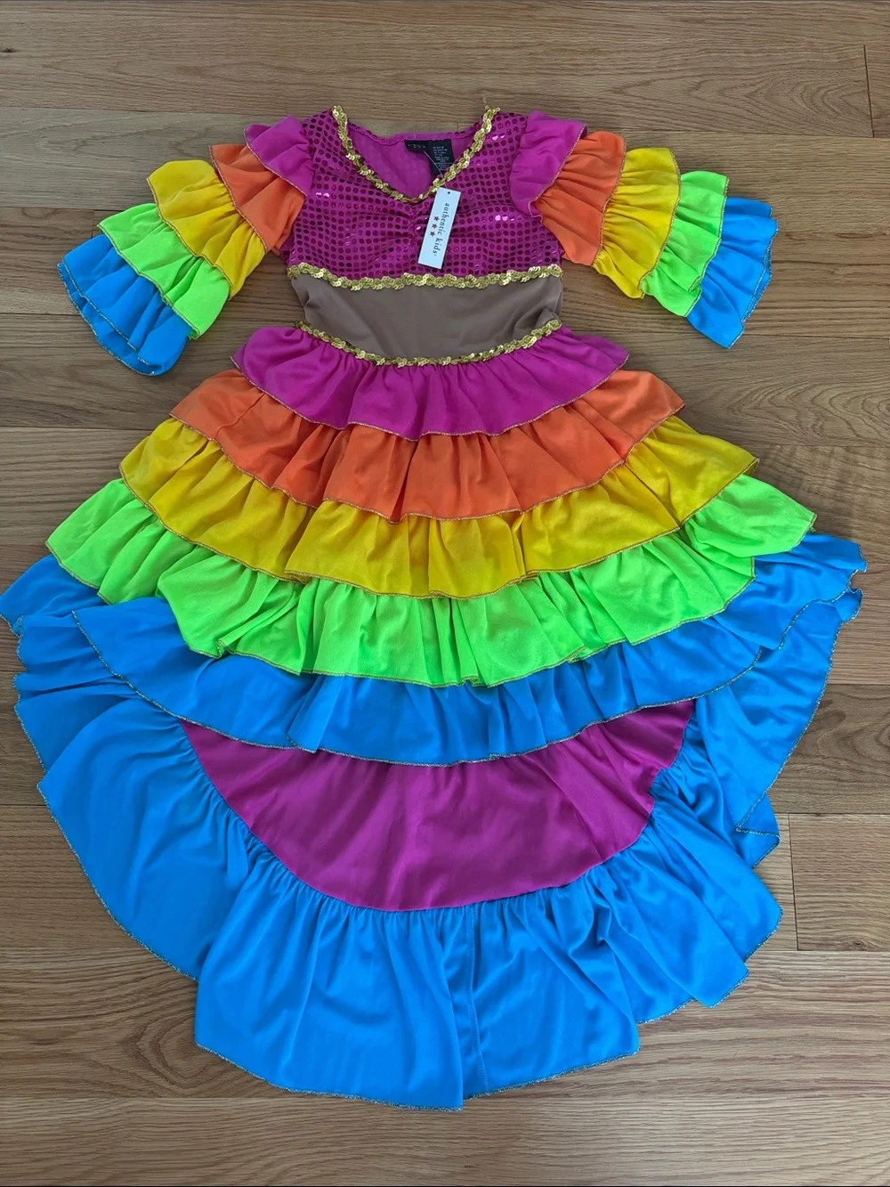 Kids Rainbow Ruffle Costume Dress - Multicolor, 7-8 years, 11-12 years